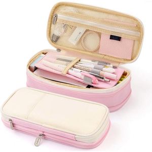 Trousse à crayons rose double couche grande capacité pour étudiants - Product Image 3