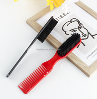 Noir rouge 2-en-1 décoloration peigne à cheveux en plastique personnalisé barbier fournitures peigne pour Salon barbier coiffure style barbe style