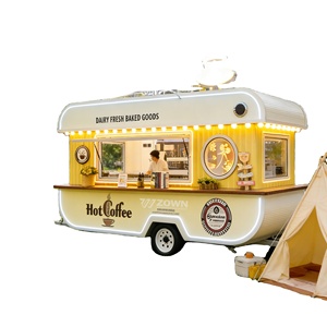 Camionnette alimentaire multifonctionnelle à 4 roues remorquable pour la vente de snacks, chips, usage commercial, vente de rue en plein air, en acier inoxydable - Product Image 1