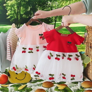 Robe mi-longue en maille respirante et moelleuse à col rond et nœuds, de haute qualité, pour l'été, pour filles, tendance, mignonne, à porter au quotidien, vêtements pour enfants - Product Image 2