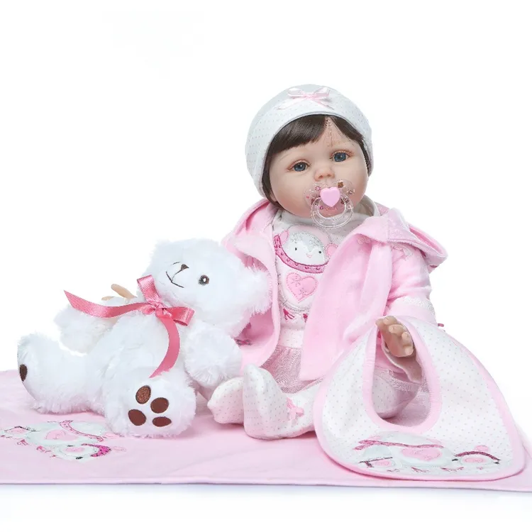 NPK 2019 New design Baby Girl Reborn Dolls Kids Toy Full Silicone Vinyl 22'' 50 cm Real Life Baby Reborn Alive Doll