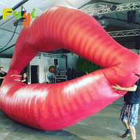 Modèle de lèvres rouges gonflables géantes personnalisables pour la promotion d'événements et la décoration de cabine DJ - Imperméable, durable, installation facile