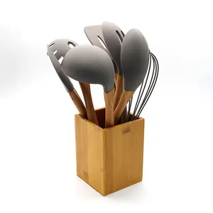 De gros bambou spatule cuisson de la-Panier de rangement pour outils de cuisine, accessoires de cuisine en bambou, porte-baguettes, porte-ustensiles de cuisine