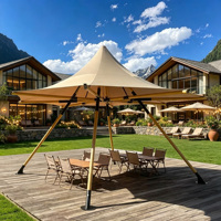 Tente Safari 6x6m en Toile de Coton Oxford avec Matériaux PVC/PVDF, Quatre Saisons, WP7000, UV50+, Ouverture Rapide, Portable, Droite