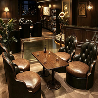Ensemble de canapé et table de bar vintage en bambou, couleur personnalisable, pour restaurant, café, bar à whisky