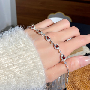 9 Trending 925 Sterling Silver <b>Star</b> Candy Chain Bracelets Halo Set 3*5mm Oval Cut Natural Stone Fine Jewelry <b>Gift</b> for Women - Product Image 4