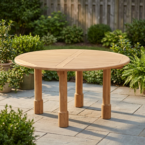 <b>Round</b> Solid Teak Wood Outdoor Dining <b>Table</b> Contemporary Design Durable Patio Furniture - Product Image 1