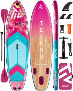กระดานแพดเดิลบอร์ด OEM ขายดี ขนาด 10'6"x33''x6'' แบบเป่าลม ลายดอกไม้ สองชั้น สำหรับเล่นน้ำและเล่นเซิร์ฟ รุ่น TR02 สองชั้น - Product Image 1