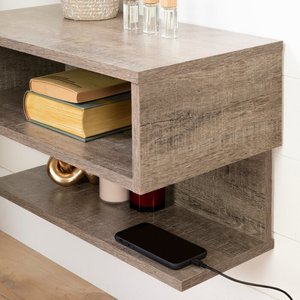 Italian Beige Night Stands <strong>Oak</strong> Hanging Side <strong>Bedside</strong> <strong>Table</strong> Wall Mounted Floating Wood Nightstand - Product Image 4