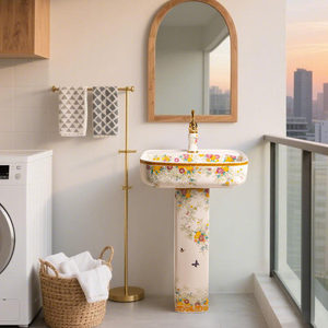 Lavabo a <span class=keywords><strong>colonna</strong></span> monoforo da esterno per cortile, giardino, balcone, <span class=keywords><strong>bagno</strong></span> verticale - Product Image 2