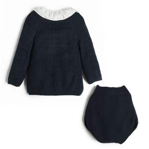 Ins Designs 2024, conjunto <span class=keywords><strong>de</strong></span> prendas <span class=keywords><strong>de</strong></span> <span class=keywords><strong>punto</strong></span> informales <span class=keywords><strong>para</strong></span> bebés, 2 uds., Tops <span class=keywords><strong>de</strong></span> <span class=keywords><strong>punto</strong></span> <span class=keywords><strong>de</strong></span> manga corta, bragas con cuello <span class=keywords><strong>de</strong></span> volantes, pantalones cortos <span class=keywords><strong>para</strong></span> niñas pequeñas, botones <span class=keywords><strong>para</strong></span> niños - Product Image 2