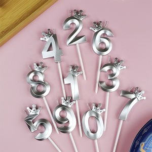Bougies d'anniversaire numériques 3D bougies d'âge couronnes colorées fournitures de fête d'enfants numériques - Product Image 3