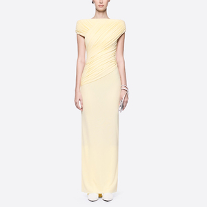 ZYHT 73845 Women's Maxi Dress Asymmetrical Casual High Street Fashion Party Solid Summer Pleated Long Dresses For Ladies - Product Image 1