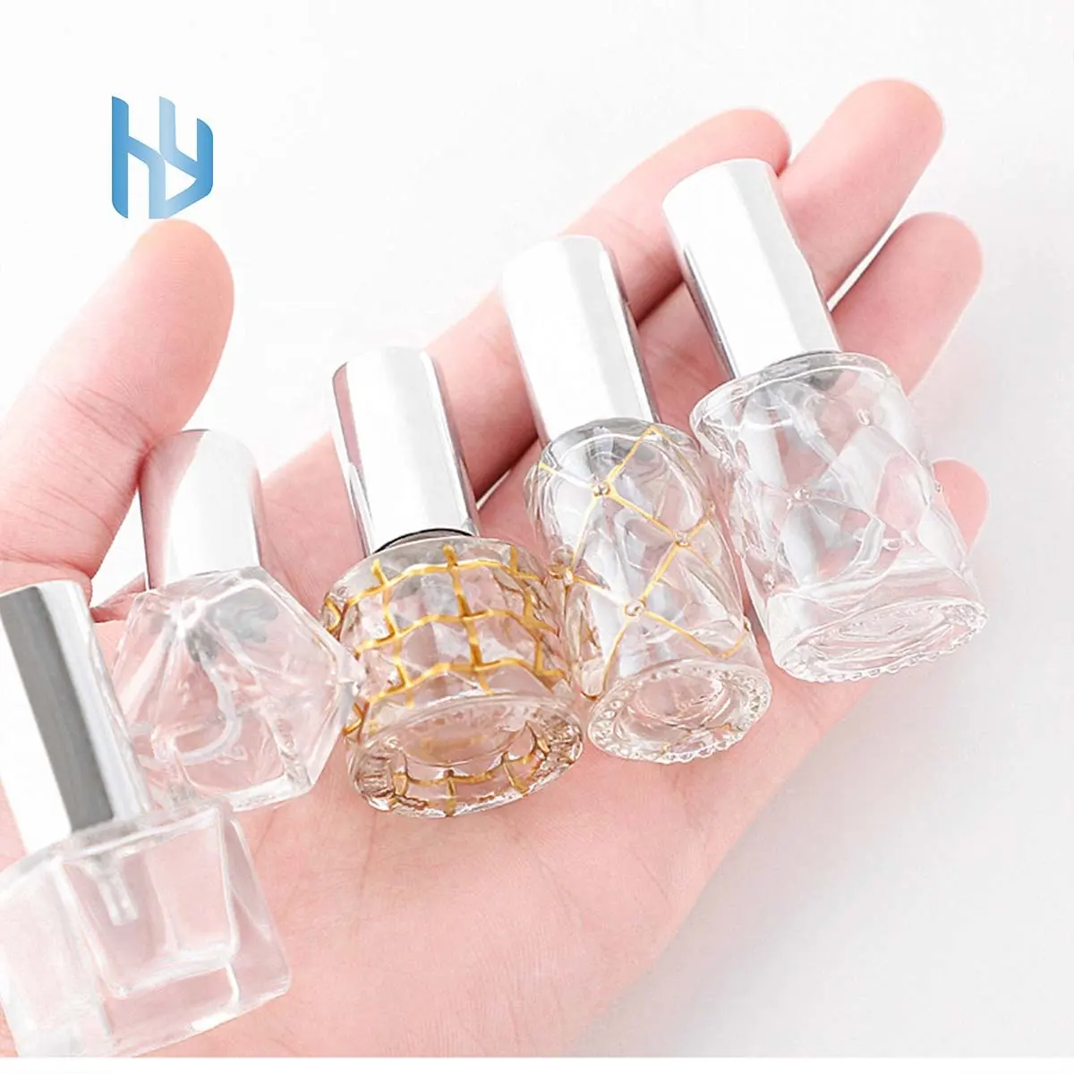 Auf Lager Luxus 5ml Verschiedene Formen Mini Kosmetik glas Sprüh flasche Handelsmarken leere Parfüm flasche