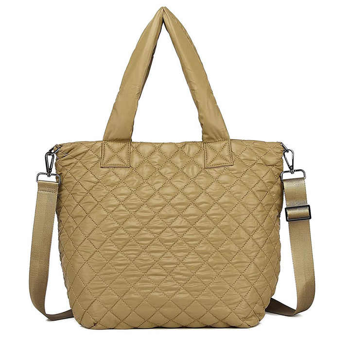 large quilted puffer tote | yellow main image 1