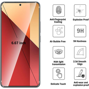 Protector de Pantalla de Vidrio Templado 9H de Alta Claridad, Antihuellas y Sin Burbujas <span class=keywords><strong>para</strong></span> Teléfono Celular Redmi Note 13 13 Pro, Paquete de 2 - Product Image 2