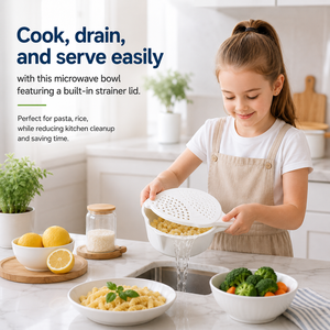 Hardware Tools Multifunctional Microwave Strainer Bowl With Microwave <b>Colander</b> Container Steam and Drain Bowl for Pasta Cooking - Product Image 6