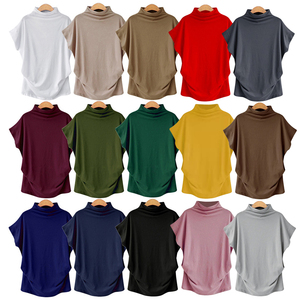Stile Casual taglie forti da <span class=keywords><strong>donna</strong></span> Top 2XL <span class=keywords><strong>camicette</strong></span> larghe con <span class=keywords><strong>manica</strong></span> a pipistrello <span class=keywords><strong>mezza</strong></span> tartaruga collo alto materiale modale eco-friendly - Product Image 1