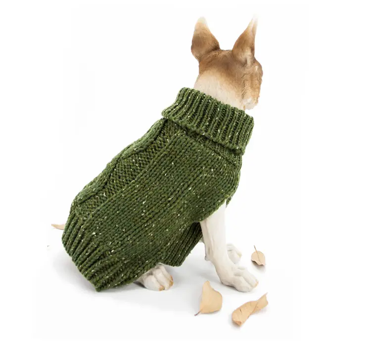 Suéter de moda para mascotas, Jersey cálido de punto con Cable, cuello de tortuga