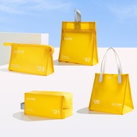 Ensemble de trousses de toilette transparentes en PVC avec logo personnalisé, sac à maquillage pour voyage, trousse de toilette avec fermeture éclair, couleurs assorties