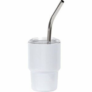 Mini gobelet isotherme en acier inoxydable avec paille, logo personnalisé, promotionnel, à double paroi, isolation sous vide, cadeau publicitaire, nouveauté - Product Image 1
