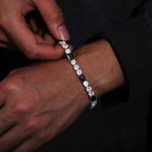 Trendy Moissanite Tennis Chain Link Bracelet Stainless Steel Sparkle Fashion Jewelry Gift <b>for</b> Women <b>Men</b> - Product Image 2