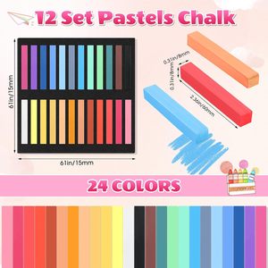 Ensemble de pastels à la <span class=keywords><strong>craie</strong></span> douce, 288 pièces, 24 couleurs, bâtons de <span class=keywords><strong>craie</strong></span> carrés, fournitures de dessin et de <span class=keywords><strong>peinture</strong></span> pour artistes, Kit de matériel artistique professionnel - Product Image 2