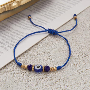 Braccialetto Occhio del Diavolo, Semplice e Delicato, in Cristallo Blu, Intrecciato a Mano, Regolabile - Product Image 4