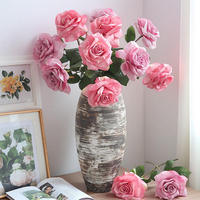 Bouquet de roses artificielles roses en soie, arrangement floral, 6 tiges enveloppées, respectueux de l'environnement, pour la maison et les mariages