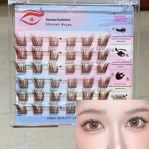 Xin Chen Mu Jie 6 rangées de faux cils marron semi-faits à la main sans colle, style œil de chat, Pure Desire, effet naturel pour caméra, fabriqués en Chine - Product Image 2