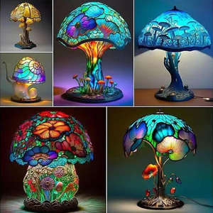 Lampe de nuit en résine LED Lampe de table Champignon magique Intérieur Chargement USB Creative Colorful Luminescent Cadeaux fantaisie - Product Image 3