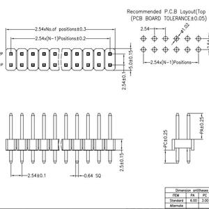Разъем-штыревик 2.54 мм, двухрядный, прямой, 2*10P H2.5, с медными контактами, 2*2P/3/4/5/6/7/8/10/12/20/40P - Product Image 2
