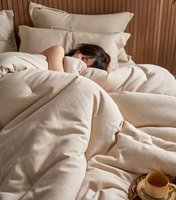 Couette Hypoallergénique Respirante Imprimée en Lin et Coton Jacquard Doux pour la Peau, Garnie de Fibres de Soja, Taille King, Classe A Double