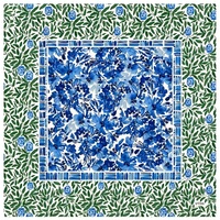 Tapis de Mahjong Tropical Personnalisé à Double Motif Guépard - Design Moderne Bleu Marine Profond Imprimé Feuilles de Bananier et Baies Jaune Doré