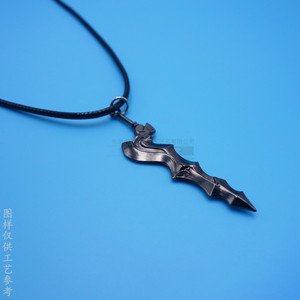 Collier pendentif en alliage de zinc, modèle d'arme géométrique pour cosplay, jeux, films, animations, chaîne extensible de 10 cm, couleur personnalisée - Product Image 2