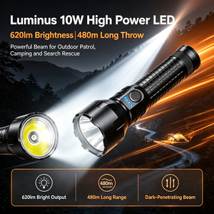 Linterna LED WOSEN de 10W Ultra Brillante con Cabezal Tipo Loto, Rompe Cristales, Correa para el Hombro, para Patrullaje, Camping, Emergencias y Seguridad - Product Image 2