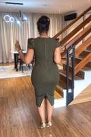 Robe de bureau décontractée sans manches pour femmes, coupe ajustée, avec fente, grande taille, pour soirée ou occasion formelle, style turc