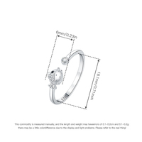 Anillo Abierto de Plata de Ley 925 con Baño de Rodio y Circonita, Diseño de Pez Globo, Venta de Fábrica