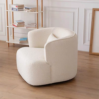 Fauteuil de salon en tissu bouclé beige style nordique, canapé moderne, fauteuil individuel, chaises modulaires