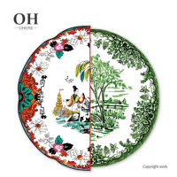 Assiette à dîner irrégulière et assiette à Dessert, nouveau Design, ensemble de dîner de pays chinois, décoration d'art, vaisselle pour événement et restauration 4 pièces
