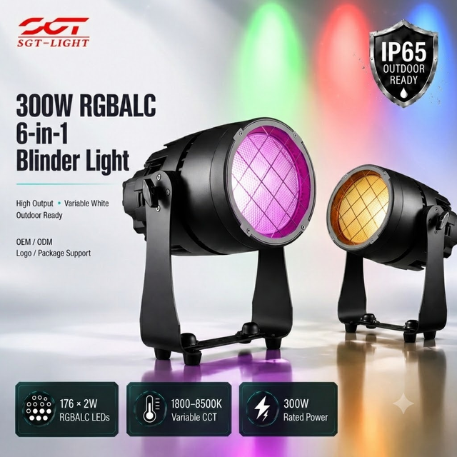 Spliceable 300W RGBALC LED Blinder IP65 6in1 COB LED Par Wash Warm White Blx 300 Led Blinder for Outdoor Indoor Events
