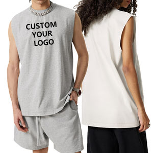 Débardeurs de sport pour hommes en coton et polyester à séchage rapide, personnalisables avec impression sérigraphique en relief, couleur unie, sans manches, pour la course à pied - Product Image 3