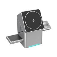 Cargador Inalámbrico Magnético Portátil 3 en 1, Estación de Carga Rápida de 15W para Teléfonos Móviles, Auriculares y Relojes Inteligentes