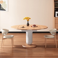 Table à manger carrée pliante télescopique multifonction en bois massif style crème avec chaises, idéale pour petits appartements, capacité 10 personnes