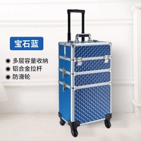 Chariot de maquillage en aluminium 3 en 1, grand coffret de beauté, chariot organisateur de cosmétiques, boîte, sac, salon de coiffure, art des ongles