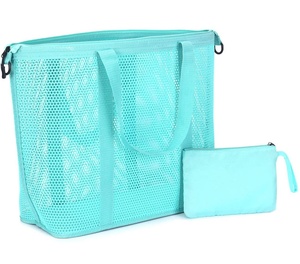 Bolso de mano de mujer de diseño informal personalizado, bolso de playa de malla para piscina de viaje de capacidad extra grande - Product Image 1