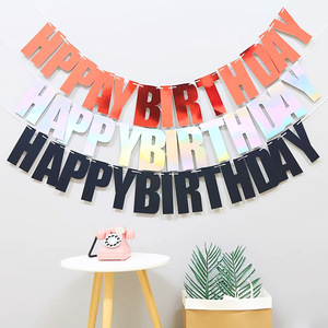 Forma di lettera di carta bandiera bandiera di <span class=keywords><strong>buon</strong></span> <span class=keywords><strong>compleanno</strong></span> nuova creativa Laser colorata della fabbrica di Huaien - Product Image 1