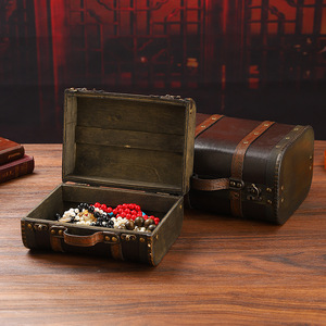 Retro Leather Storage <b>Box</b> Solid Color Flip Opening Hand Carry Decorative <b>Box</b> - Product Image 4