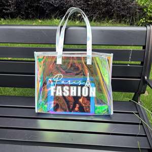 Eco-Friendly Recycle <b>Clear</b> <b>Travel</b> Beach <b>Bag</b> Hologram Beach <b>Bag</b> Plastic PVC PU Handle Holographic Shopping Tote <b>Bag</b> - Product Image 6