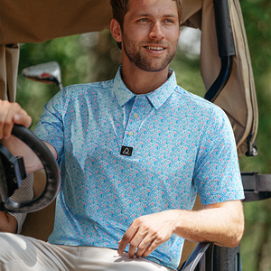 Custom Men's Golf Polo Organic High UPF 50+ Full <strong>Print</strong> <strong>Sublimation</strong> <strong>Polyester</strong> 88% Spandex 12% Performance Golf Shirts - Product Image 3